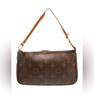 Louis Vuitton genuine monogram pochette and monogram adjustable cross body strap